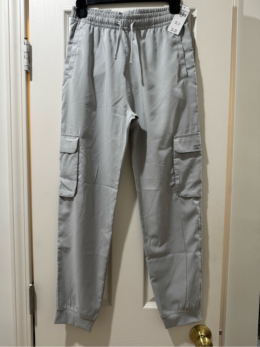 abercrombie kids YPB Light Gray Cargo Joggers - Elastic Waist